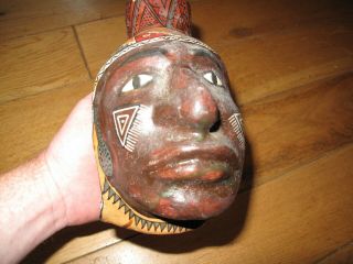Vintage Native American Ceramic Hand Painted Face Jug - Lovely Item 5