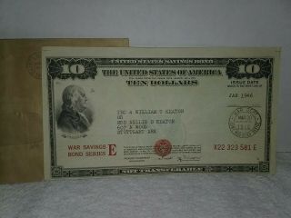 $10 WAR SAVINGS BOND  SERIES E 1946 (S of the Treasury) FRED M.  VINSON 2
