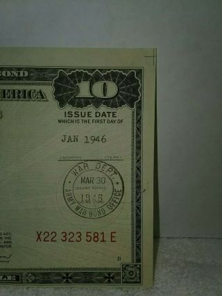 $10 WAR SAVINGS BOND  SERIES E 1946 (S of the Treasury) FRED M.  VINSON 5