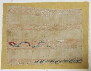 13 - 15c Antique Textile Fragment - Dyeing And Weaving,  Red/light Blue,  Foliage Scroll