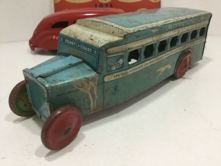 Vintage 1930s J Chein 9” Long Tin Litho Blue Greyhound Lines Bus Coach 270 Usa