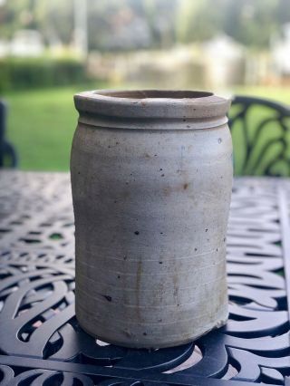 ANTIQUE SALT GLAZE STONEWARE CROCK 1 GALLON Blue Flower Design 3