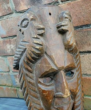 Vintage AFRICAN TRIBAL ETHNIC Hand Carved Wooden Wall Mask 5