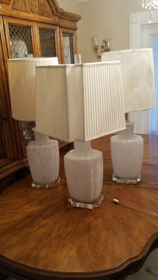 Bitossi Murano Glass Table Lamps With Lucite Base