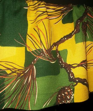 Vintage Nubby Barkcloth Fabric Mid Century Pine Cones Branches 90 " Valance,  Etc