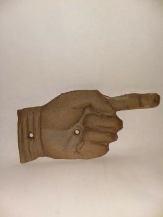 Pointing Finger Wall Mount,  Stoneware,  Brown Restroom Sign Screw On To Wall