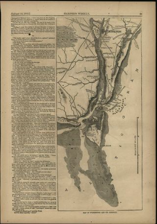 Wilmington Nc Defenses Fort Fisher Cape Fear 1865 Antique Civil War Map