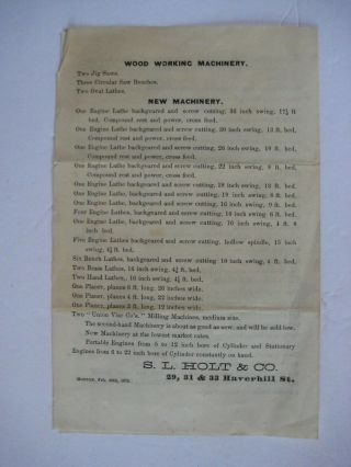 1873 S.  L.  HOLT & C0.  BOSTON,  MASS.  ADVERTISEMENT FOR & SECOND - HAND ENGINES 3