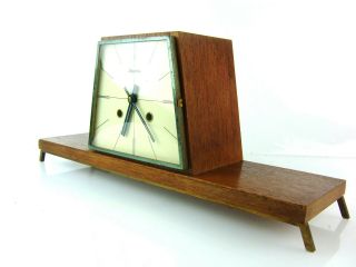 Dugena Bauhaus Chiming Antique Mantel Clock Mid Century Art Deco Hermle Winding