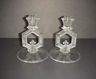 Vintage Crystal Glass Candlesticks Candle Holders