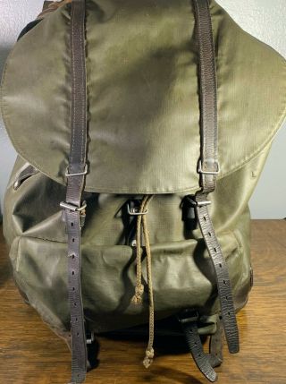 Vintage Swiss Army Rubberized Military Backpack Rucksack