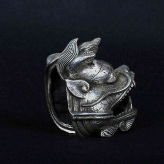 Chinese old copper plating silver Hand - Carved Fish Shape Incense Burner e02 5