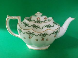 Vintage George Jones Crescent China Pink Roses & Green Bows Small Teapot