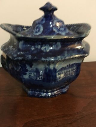 Antique Dark Blue And White Bowl W Cover