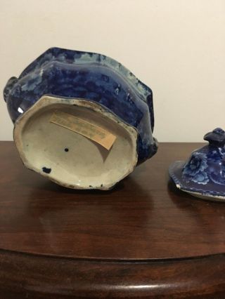 Antique Dark Blue And White Bowl W Cover 4