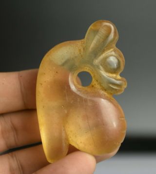 2.  2 " Chinese Hongshan Culture Old Crystal Carved Dragon Sun God Amulet Pendant