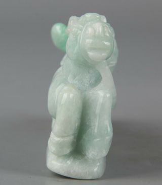 Chinese Exquisite Hand - carved Horse and monkey Carving jadeite jade statue 4