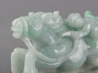 Chinese Exquisite Hand - carved Horse and monkey Carving jadeite jade statue 5