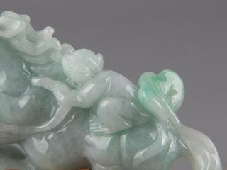 Chinese Exquisite Hand - carved Horse and monkey Carving jadeite jade statue 6