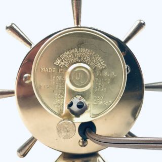 VTG 1950s Brass Desk Clock Ship Captains Wheel Nautical Theme Made In USA 4