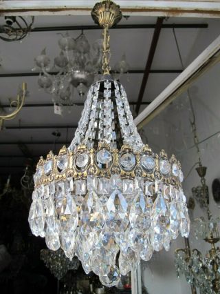 Antique Vnt French Big Swarovski Crystal Chandelier Lamp 1940 