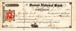 Civil War 1863 $350 Certificate 2nd National Bank Freeport,  Il Fancy
