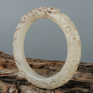 Chinese Exquisite Hand - Carved Dragon Carving Hetian Jade Bracelet