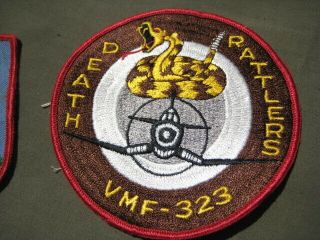 Post Ww2 U.  S.  M.  C Patch Vmf - 323 Jacket Death Rattlers Marine Aviator Squadron G - 1