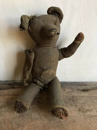 Best Large Early Antique Straw Stuffed Teddy Bear Handmade Worn Tattered Aafa