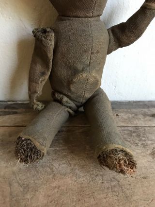 BEST Large Early Antique Straw Stuffed Teddy Bear Handmade WORN TATTERED AAFA 6