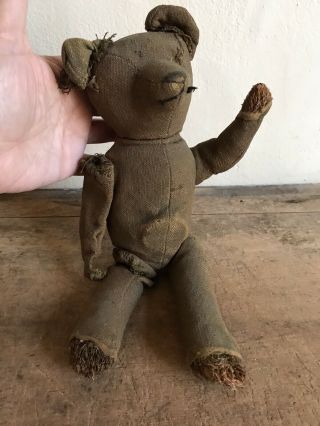 BEST Large Early Antique Straw Stuffed Teddy Bear Handmade WORN TATTERED AAFA 7