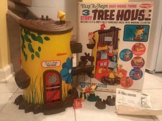 Vintage Remco Elly & Andy Baby Mouse House Twins Treehouse Playhouse 1967 W/box