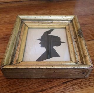 AAFA Antique Silhouette Paper Cut Portrait of Woman in Feathered Hat 5
