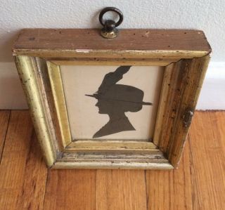 AAFA Antique Silhouette Paper Cut Portrait of Woman in Feathered Hat 6