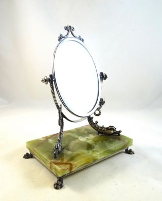 Antique French Vanity Table Mirror Gargoyles On Onyx Psyche Art Nouveau