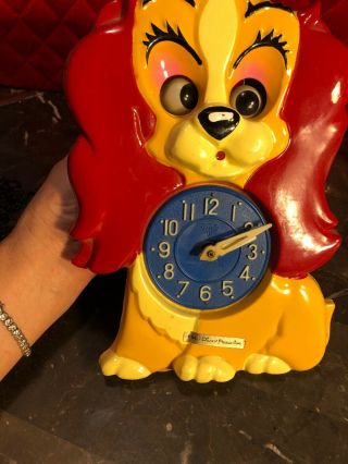 50’s Walt Disney Productions Lady And The Tramp Dog Animated Wall Clock Mi - Ken