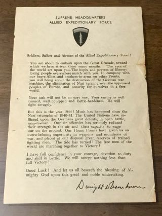 Eisenhower D - Day Letter - Tough To Upgrade