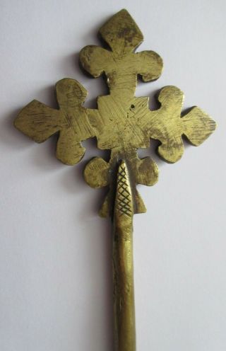 Two good antique Ethiopian / African brass and wood coptic Crosses 3