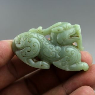2.  2  China Old Jade Chinese Hand - Carved Ancient Dragon Statue Jade Pendant 2058
