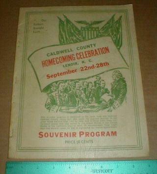Vtg Old Wwii Caldwell County Homecoming Program Lenoir Nc 1946 Hickory Gamewell