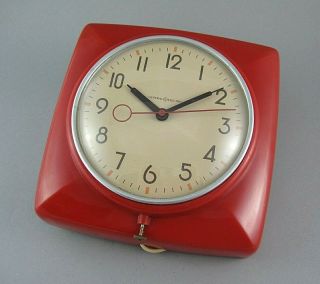 Vintage Clock Kitchen General Electric Red Model 2h20