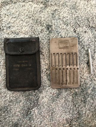 Vintage Tasco Pocket Arithmometer Mechanical Calculator W/ Case And Stylus