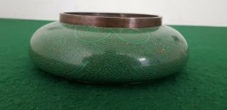 Vintage Handmade 20 cm Japanese Copper Cloisonne Bowl Signed 3