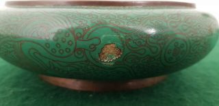 Vintage Handmade 20 cm Japanese Copper Cloisonne Bowl Signed 6