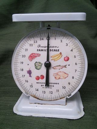 Vintage American Family Scale Old Farm 25 Lb Metal Kitchen Scale Collectible