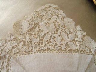 Antique Victorian Honiton Lace Handkerchief Deep Lace Border 4