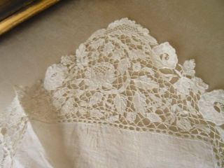 Antique Victorian Honiton Lace Handkerchief Deep Lace Border 5
