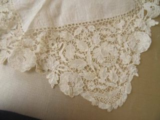 Antique Victorian Honiton Lace Handkerchief Deep Lace Border 6