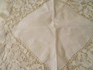 Antique Victorian Honiton Lace Handkerchief Deep Lace Border 7