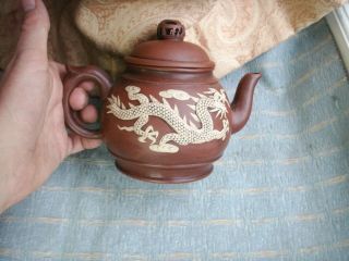 Old Antique Chinese Yixing Clay Pottery Swirling Dragon Teapot Fine China 7